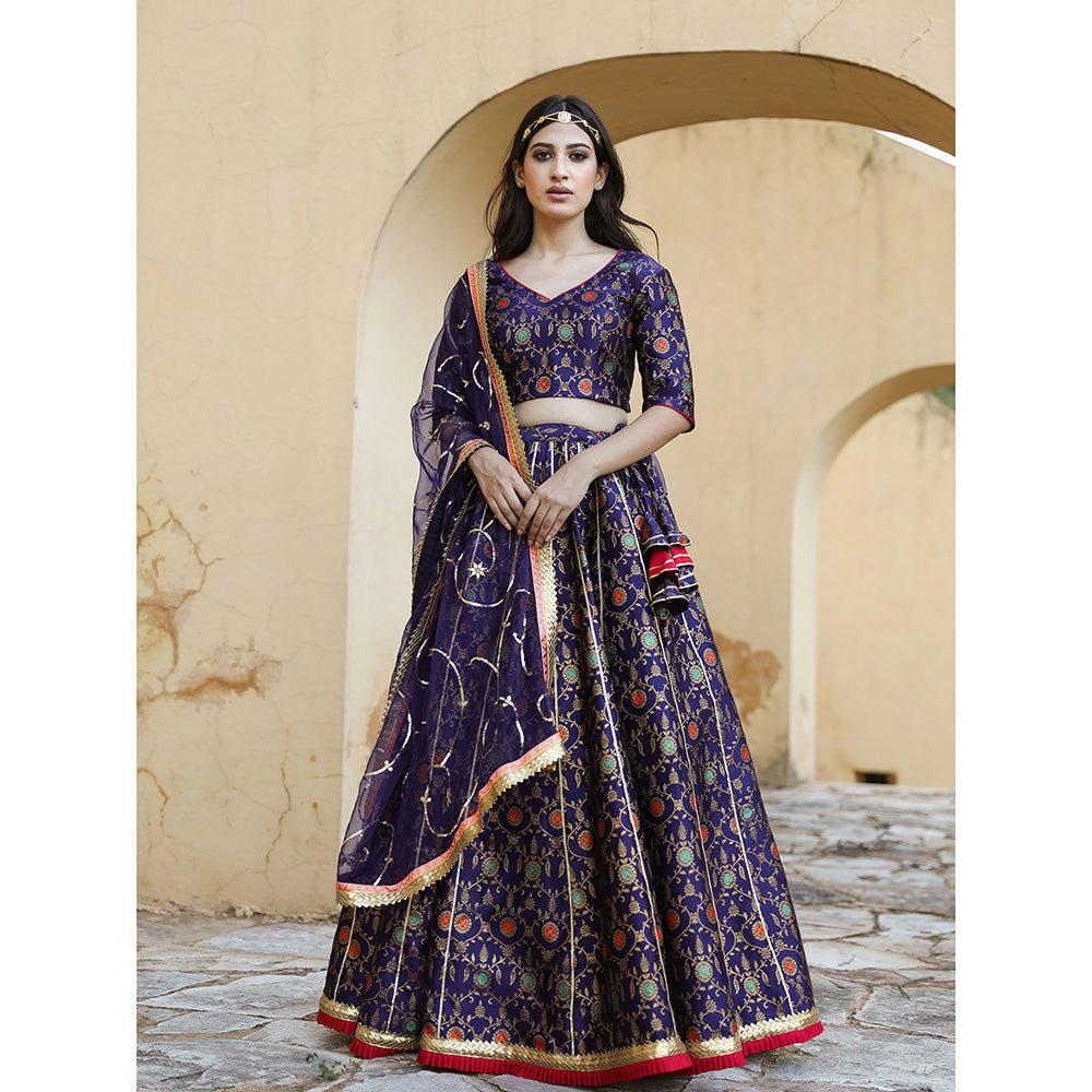 Gulabo Jaipur Aisha Blue Lehenga (Set of 3)