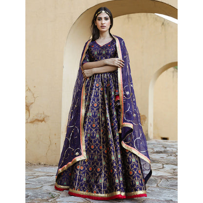 Gulabo Jaipur Aisha Blue Lehenga (Set of 3)