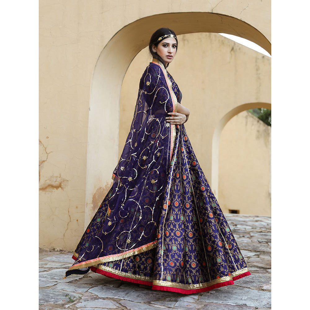 Gulabo Jaipur Aisha Blue Lehenga (Set of 3)