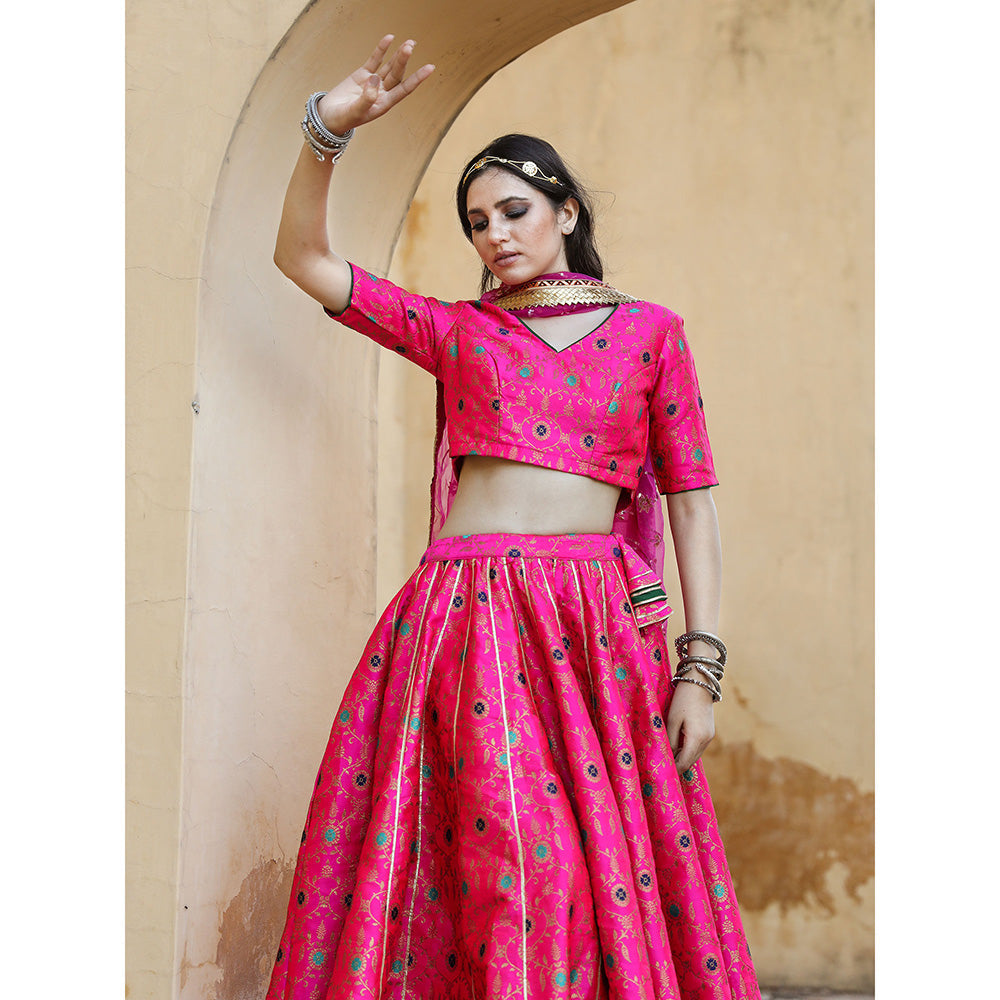 Gulabo Jaipur Aisha Pink Lehenga (Set of 3)