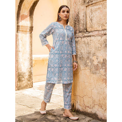 Gulabo Jaipur Raina Blue Kurta Set (Set Of 2)