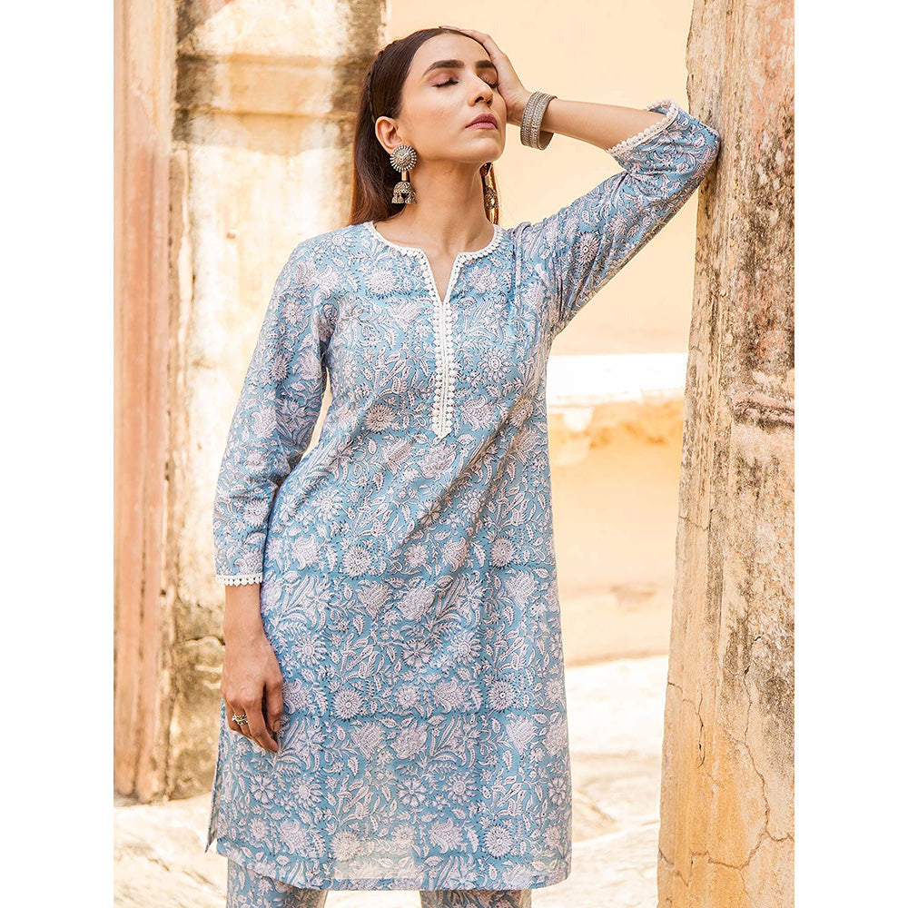 Gulabo Jaipur Raina Blue Kurta Set (Set Of 2)