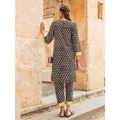 Gulabo Jaipur Inara Black Straight Kurta Set (Set Of 2)