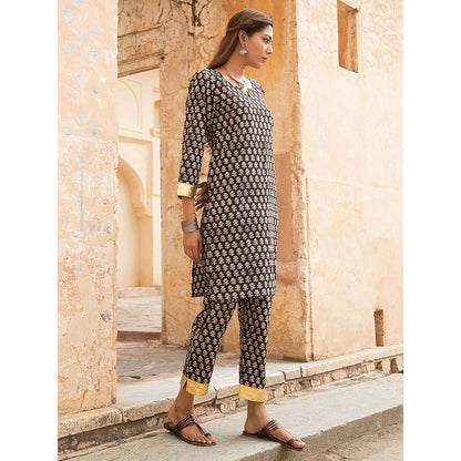 Gulabo Jaipur Inara Black Straight Kurta Set (Set Of 2)