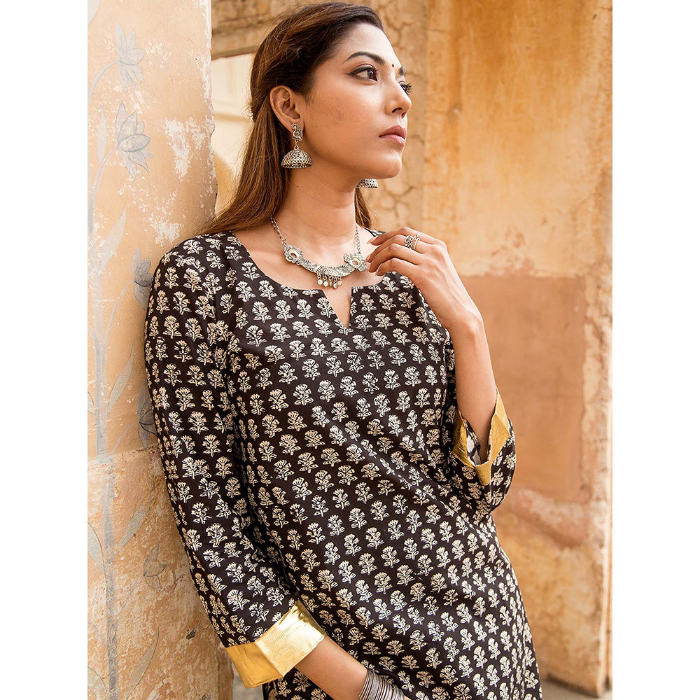 Gulabo Jaipur Inara Black Straight Kurta Set (Set Of 2)