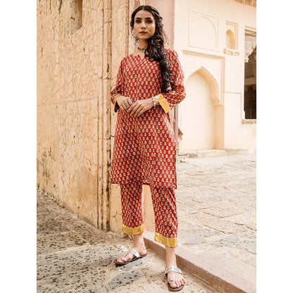 Gulabo Jaipur Inara Red Straight Kurta Set (Set Of 2)