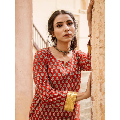 Gulabo Jaipur Inara Red Straight Kurta Set (Set Of 2)