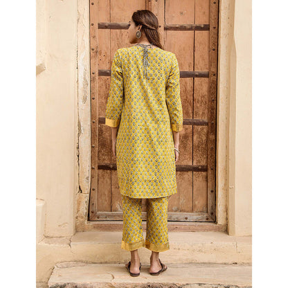Gulabo Jaipur Inara Yellow Straight Kurta Set (Set Of 2)