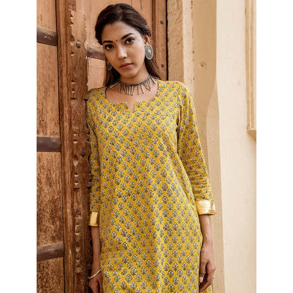 Gulabo Jaipur Inara Yellow Straight Kurta Set (Set Of 2)