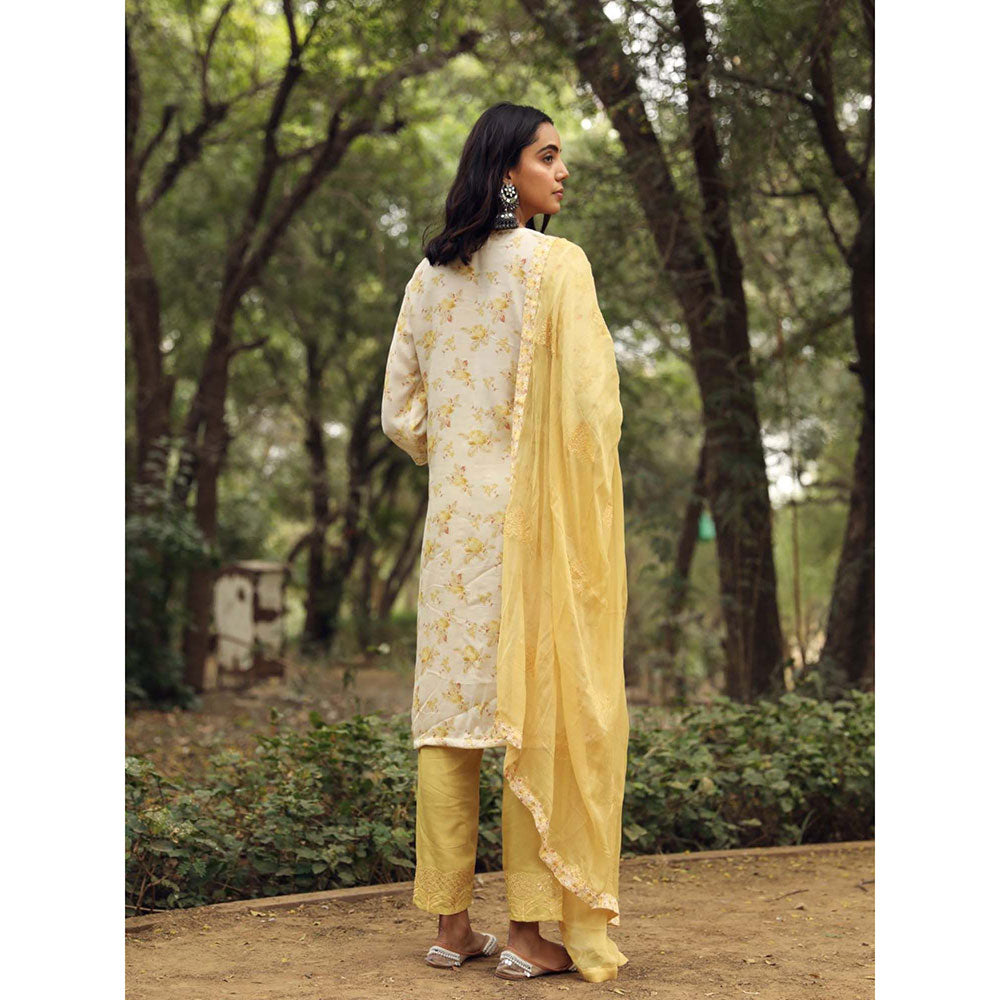 Gulabo Jaipur Sara Yellow Straight Kurta Set (Set Of 3)