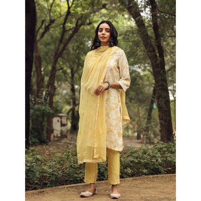 Gulabo Jaipur Sara Yellow Straight Kurta Set (Set Of 3)
