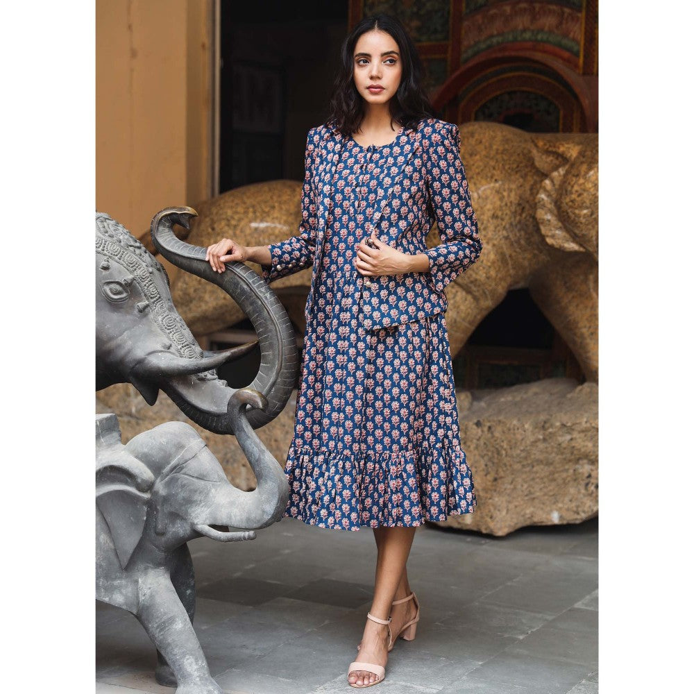 Gulabo Jaipur Aqsa Blue Dress (Set of 2)