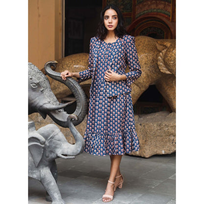 Gulabo Jaipur Aqsa Blue Dress (Set of 2)