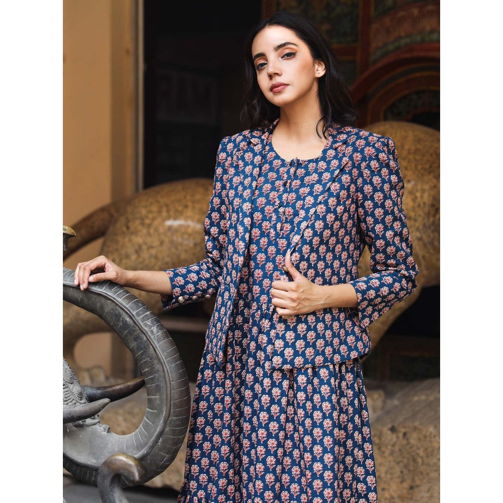 Gulabo Jaipur Aqsa Blue Dress (Set of 2)