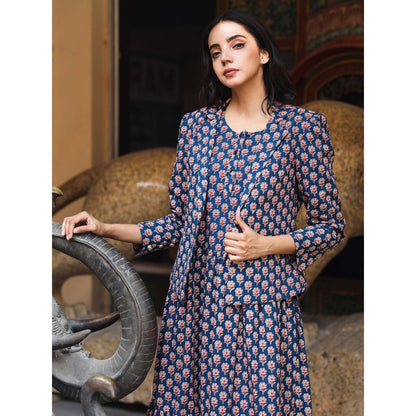 Gulabo Jaipur Aqsa Blue Dress (Set of 2)