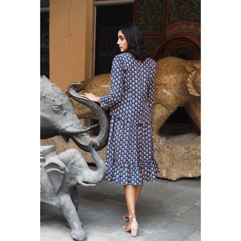 Gulabo Jaipur Aqsa Blue Dress (Set of 2)
