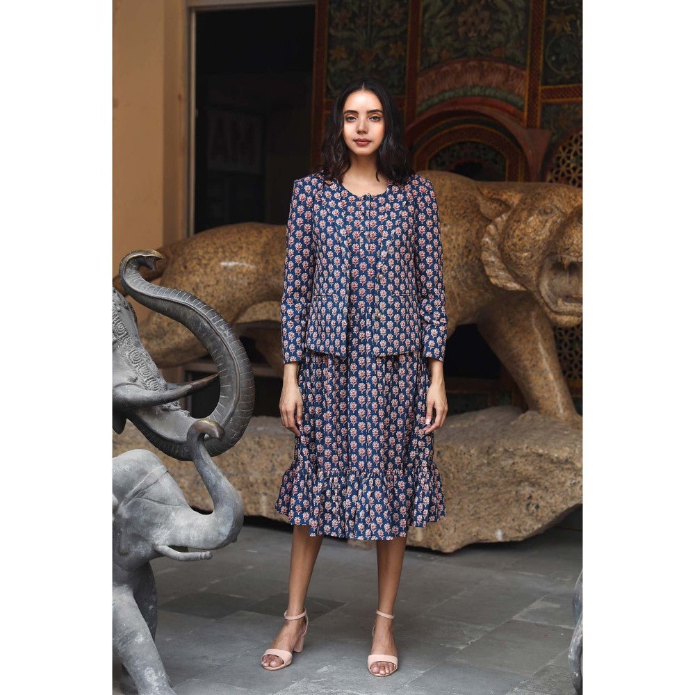 Gulabo Jaipur Aqsa Blue Dress (Set of 2)