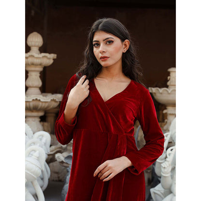 Gulabo Jaipur Kalki Maroon Dress