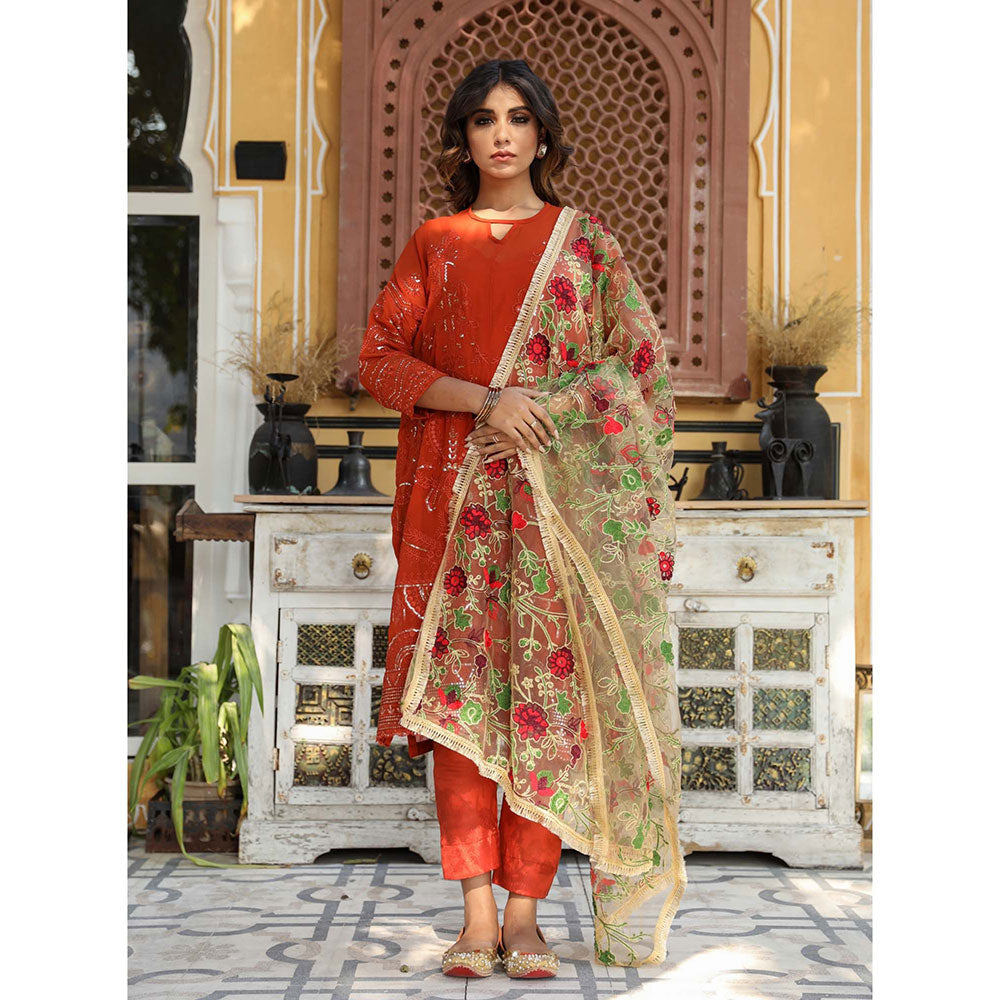 Gulabo Jaipur Gulnaz Orange Kurta (Set of 4)