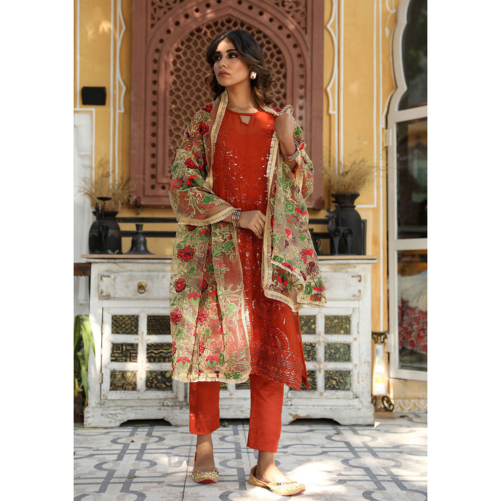Gulabo Jaipur Gulnaz Orange Kurta (Set of 4)