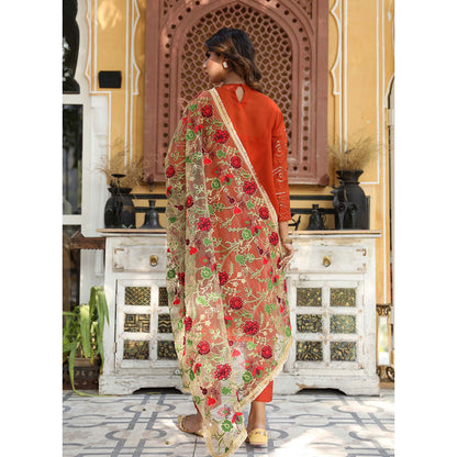 Gulabo Jaipur Gulnaz Orange Kurta (Set of 4)