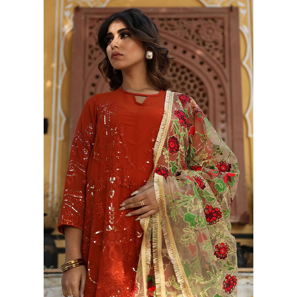 Gulabo Jaipur Gulnaz Orange Kurta (Set of 4)