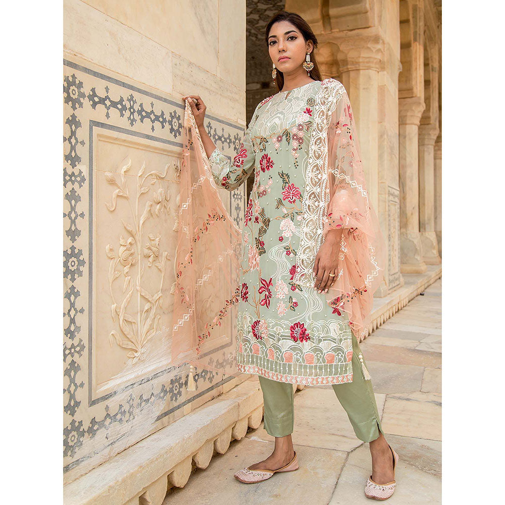 Gulabo Jaipur Gulshan Pista Kurta (Set of 4)