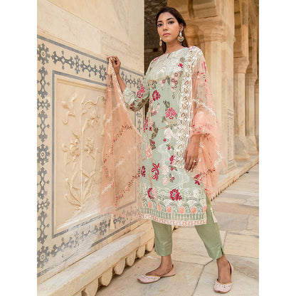 Gulabo Jaipur Gulshan Pista Kurta (Set of 4)