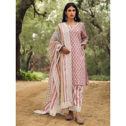 Gulabo Jaipur Adya Pink Kurta (Set of 3)