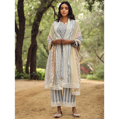 Gulabo Jaipur Adya Blue Kurta (Set of 3)