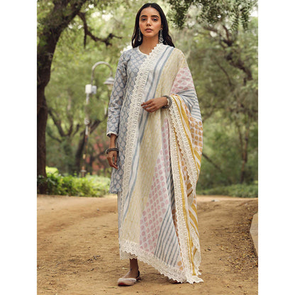Gulabo Jaipur Adya Blue Kurta (Set of 3)