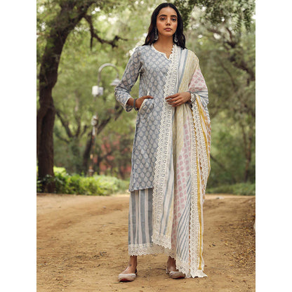 Gulabo Jaipur Adya Blue Kurta (Set of 3)