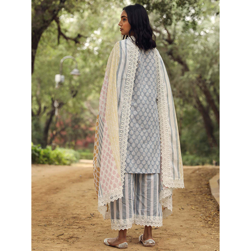 Gulabo Jaipur Adya Blue Kurta (Set of 3)
