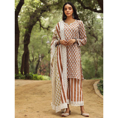 Gulabo Jaipur Adya Brown Kurta (Set of 3)