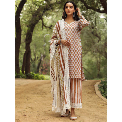 Gulabo Jaipur Adya Brown Kurta (Set of 3)