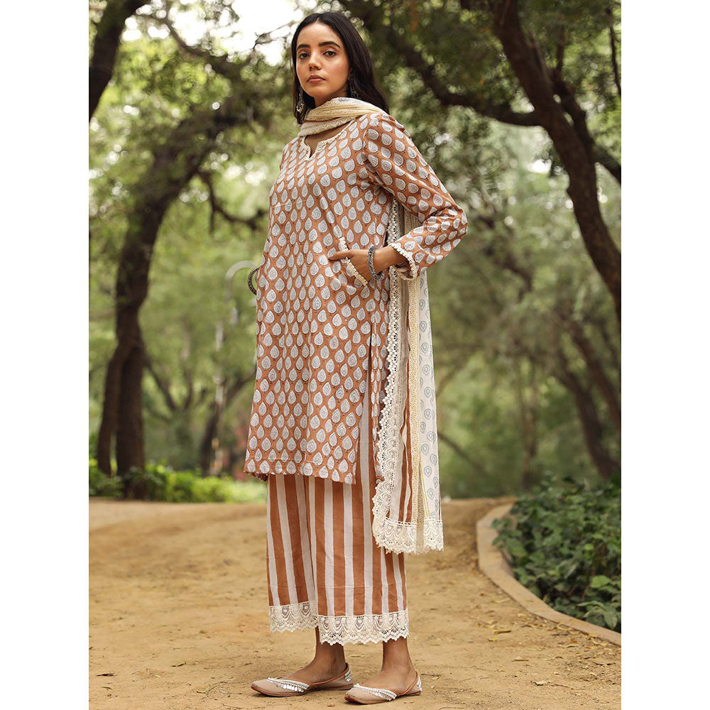 Gulabo Jaipur Adya Brown Kurta (Set of 3)