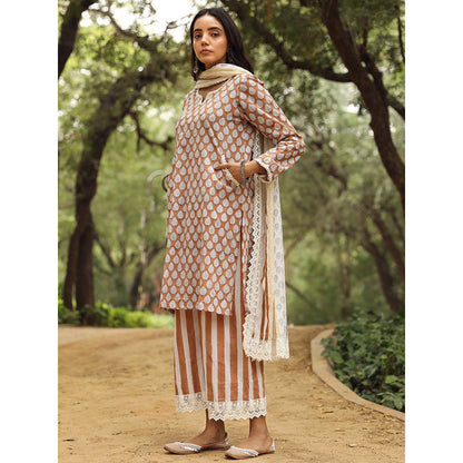 Gulabo Jaipur Adya Brown Kurta (Set of 3)