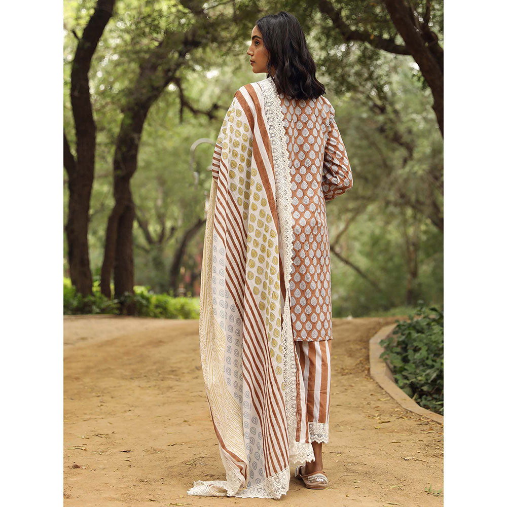 Gulabo Jaipur Adya Brown Kurta (Set of 3)