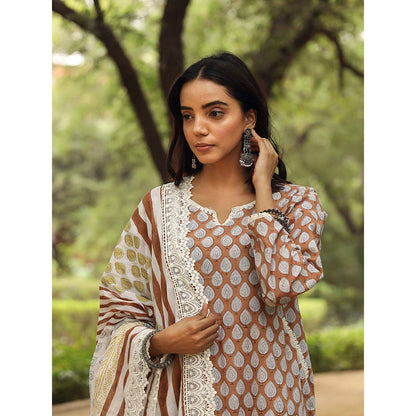 Gulabo Jaipur Adya Brown Kurta (Set of 3)