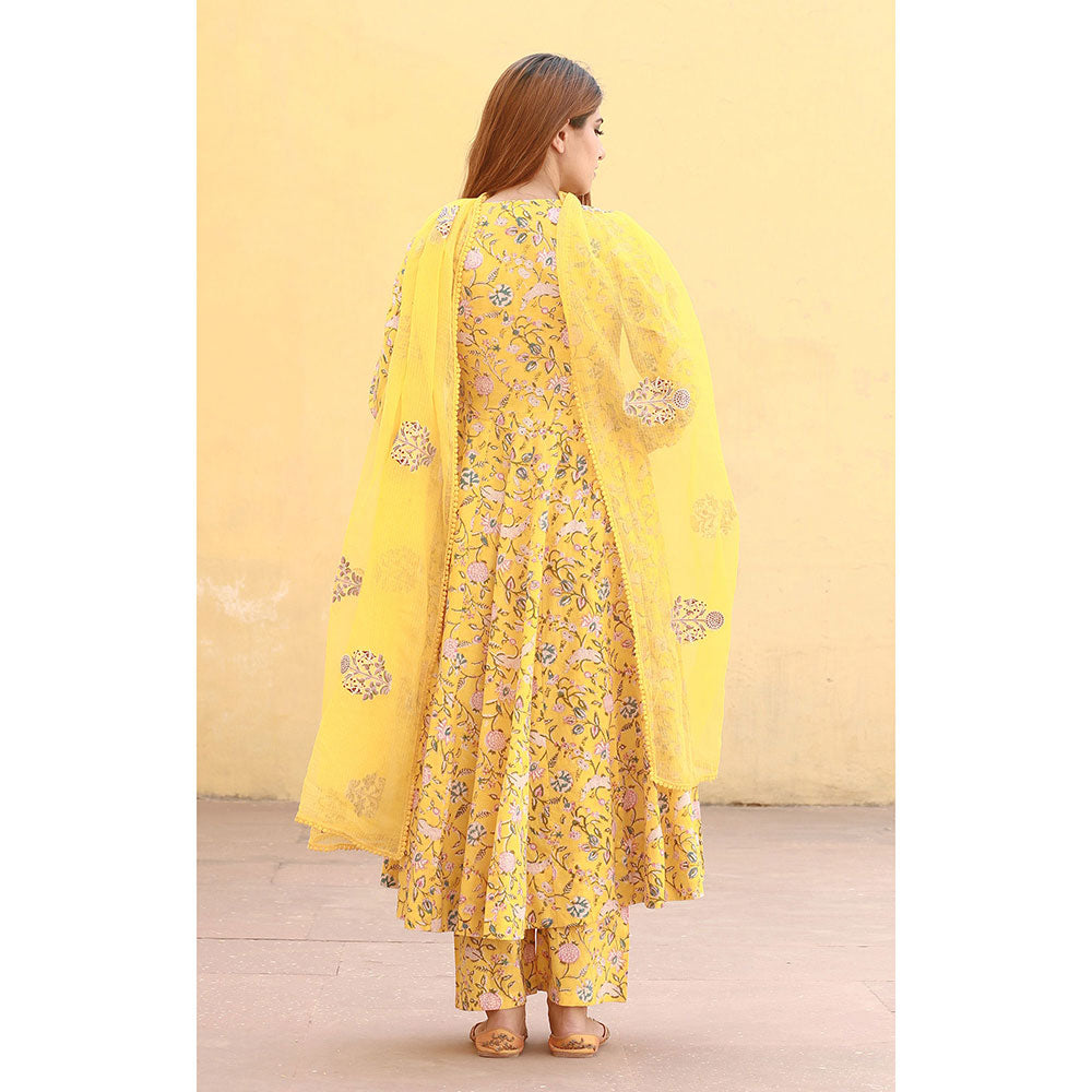 Gulabo Jaipur Sunflower Yellow Anarkali Suit (Set of 3)