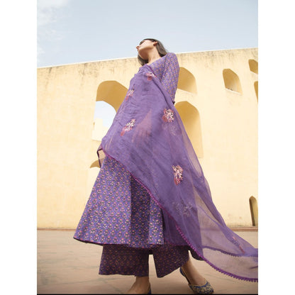 Gulabo Jaipur Sunflower Purple Anarkali Suit (Set of 3)