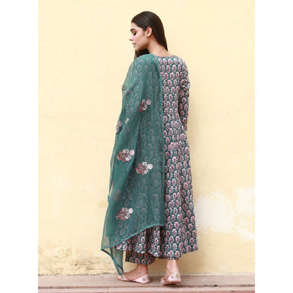Gulabo Jaipur Sunflower Green Anarkali Suit (Set of 3)