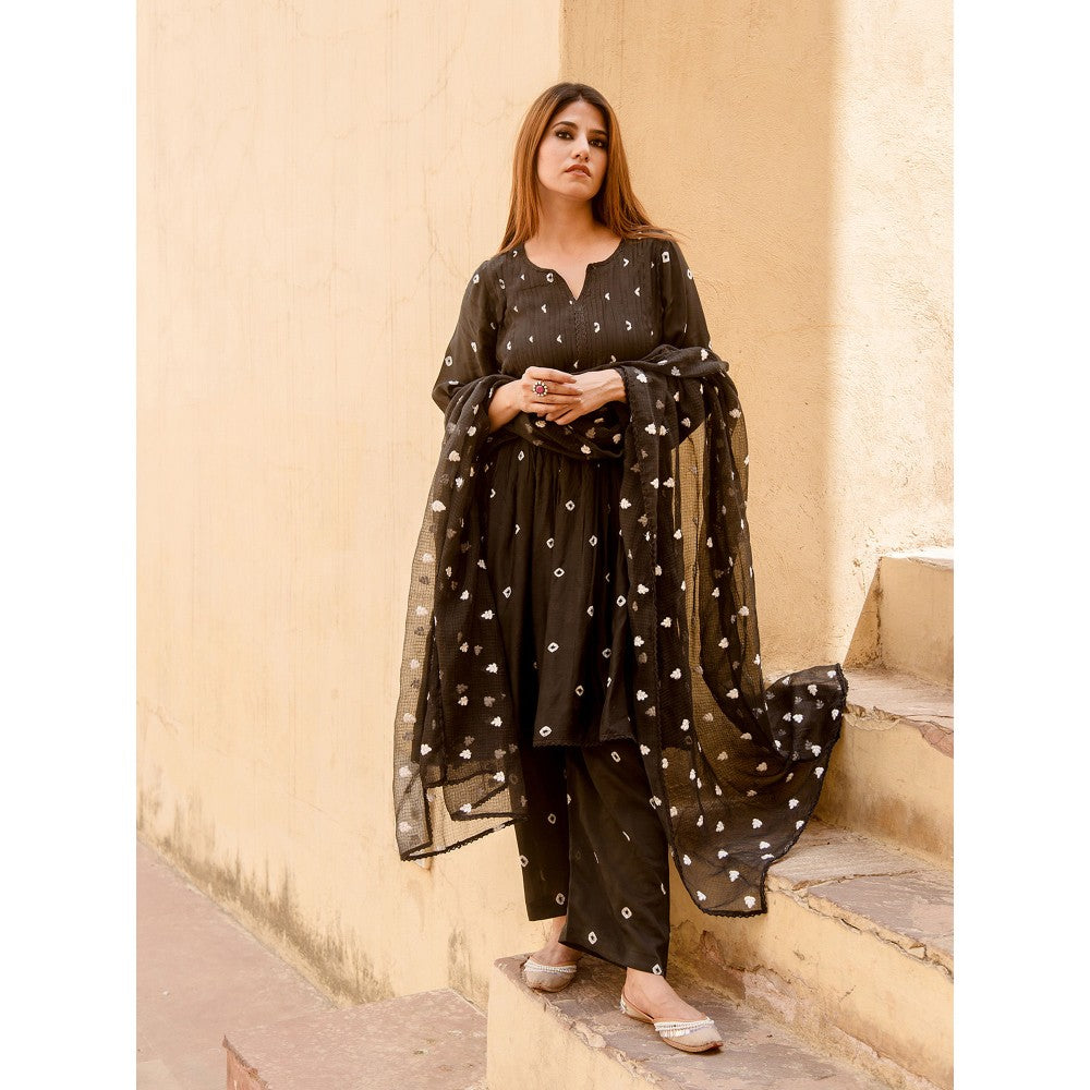 Gulabo Jaipur Ada Black Kurta (Set of 3)