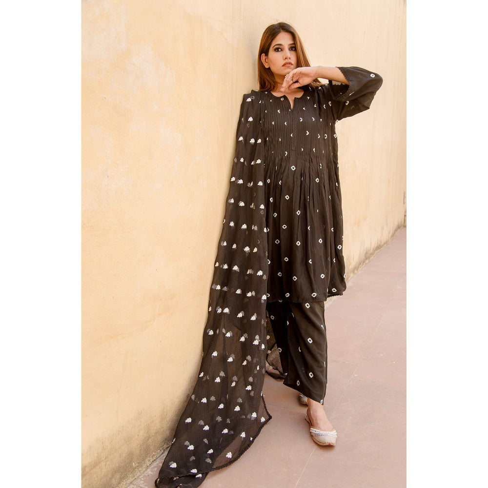 Gulabo Jaipur Ada Black Kurta (Set of 3)