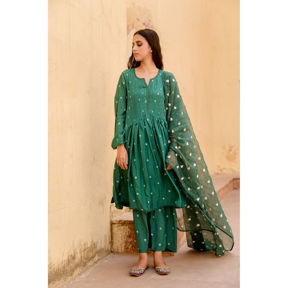 Gulabo Jaipur Ada Green Kurta (Set of 3)