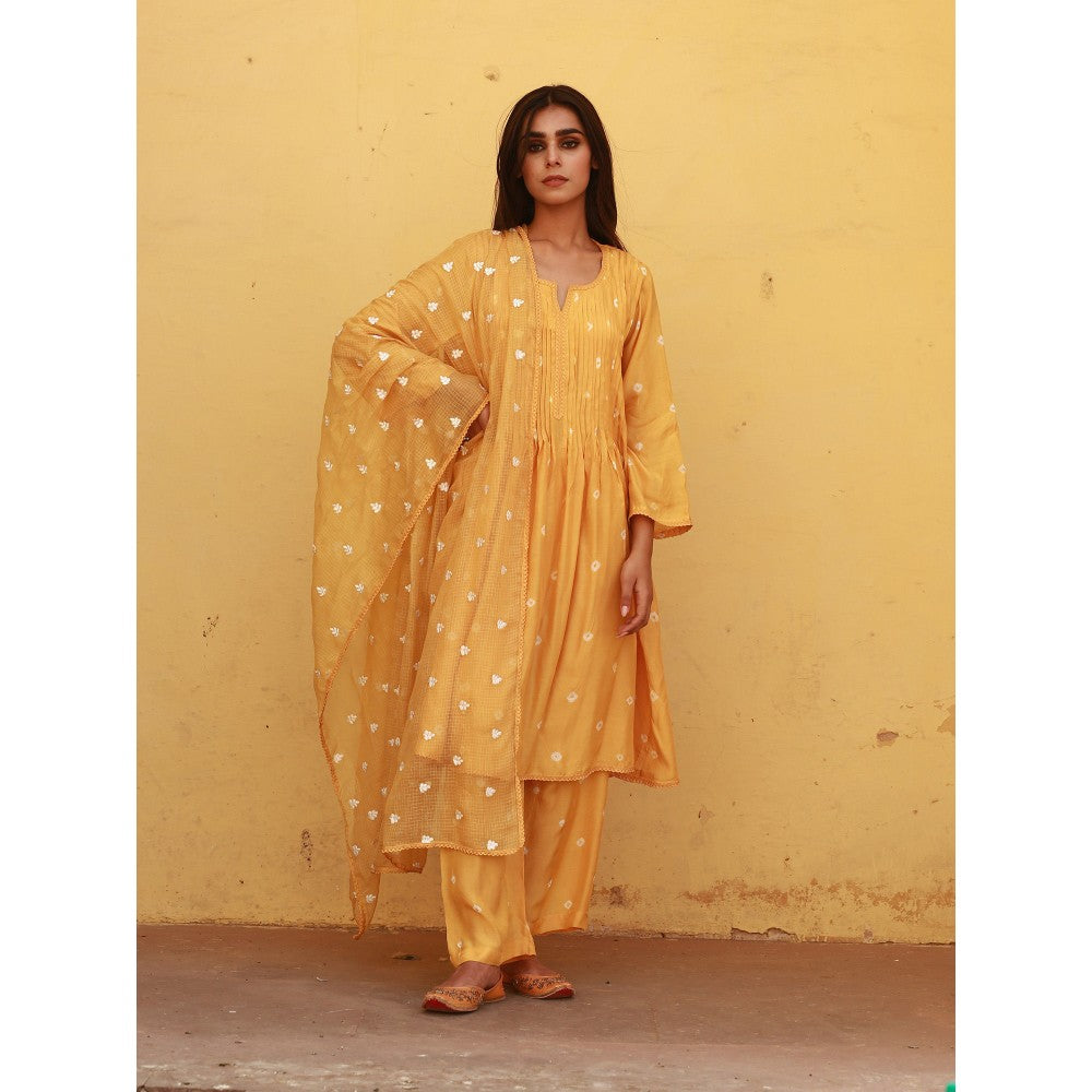 Gulabo Jaipur Ada Mustard Kurta (Set of 3)