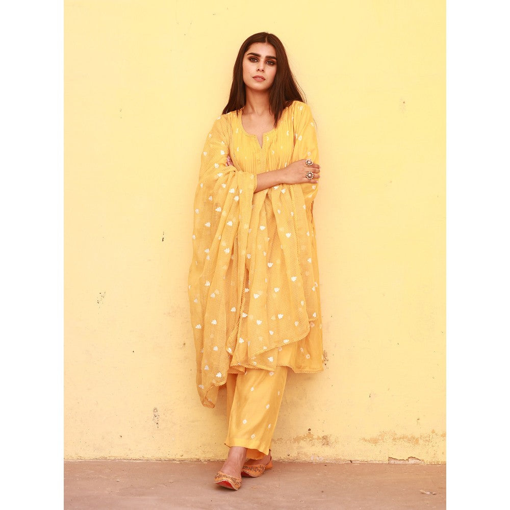Gulabo Jaipur Ada Mustard Kurta (Set of 3)