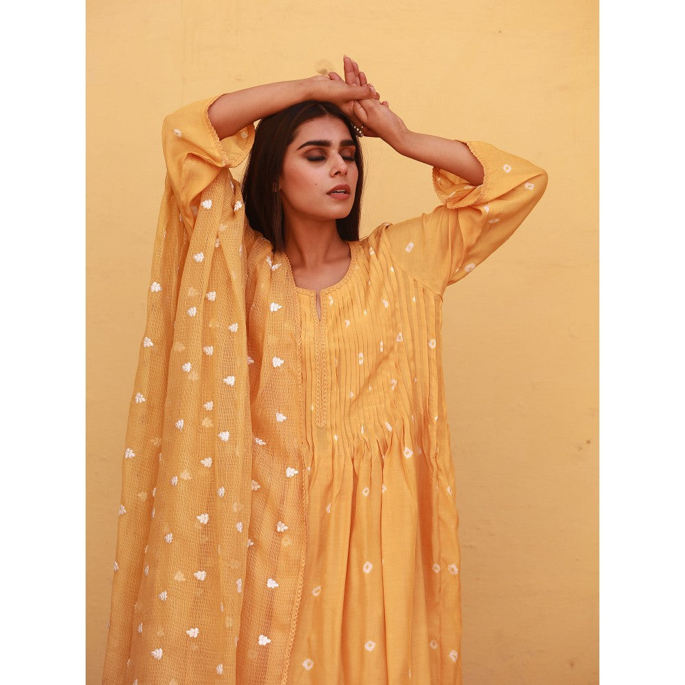 Gulabo Jaipur Ada Mustard Kurta (Set of 3)