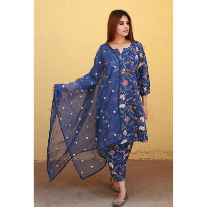Gulabo Jaipur Bloom Blue Jaal Kurta (Set of 3)