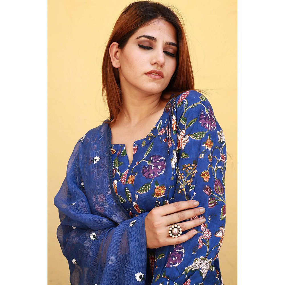 Gulabo Jaipur Bloom Blue Jaal Kurta (Set of 3)
